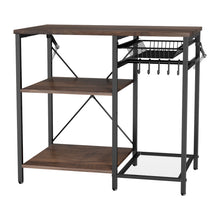 Load image into Gallery viewer, Kitchen Bakers Rack, 35.4 inch Width Bakers Rack, Kitchen Stand with X-Shaped Support Bar, 5 S-Shaped Hooks, Multi-Layer Storage Shelf, Coffee Bar Stand for Dishes &amp; Bowls, Spice Bottles
