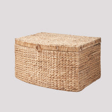 Load image into Gallery viewer, Ludmilla Rectangular Curve Water Hyacinth Woven Wicker Trunk with Handles - 26" x 19" x 14" - Natural Brown - For Clothes, Toys, Magazines and Book Storage