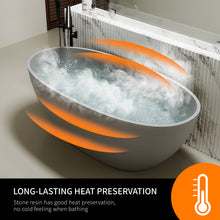 Load image into Gallery viewer, 67'' Freestanding Bathtub Resin Stone Soaking Bathtub Solid Surface Modern Tubs with Overflow and Pop-up Drain
