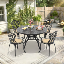 Load image into Gallery viewer, Ø47.24-inch Cast Aluminum Patio Dining Table With Black Frame and Carved Texture on the Tabletop (same sku: W171084479)