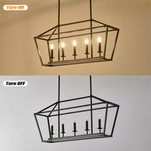 Load image into Gallery viewer, 5-Light Farmhouse Kitchen Island Lighting,5 Light Industrial Linear Chandelier for Dining Room Metal Matte Black Finish Hanging Pendant Light Fixture for Bedroom Living Room Hallway Conference Room