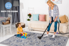 Load image into Gallery viewer, MARFI Collection 2.2X8. Blue / Silver / Oriental Runner Rug Modern, Contemporary, Non-Shedding &amp; Easy to Clean, Ideal for Living Room, Bedroom, Dining Space, 96*26 inch