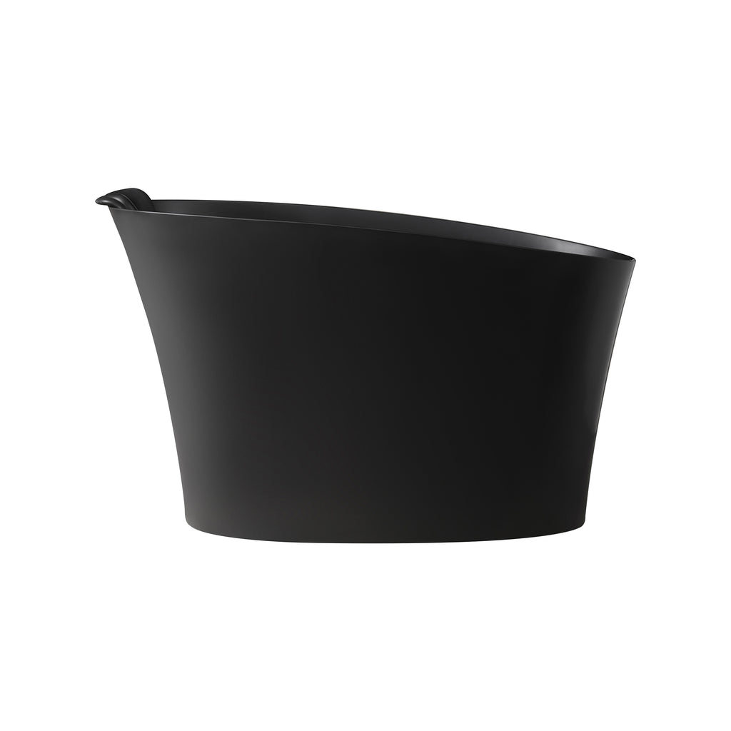 51" Solid Surface Oval Freestanding Black Bathtub with Overflow and Drain Assembly, with Integral Seat and headrest, LTL