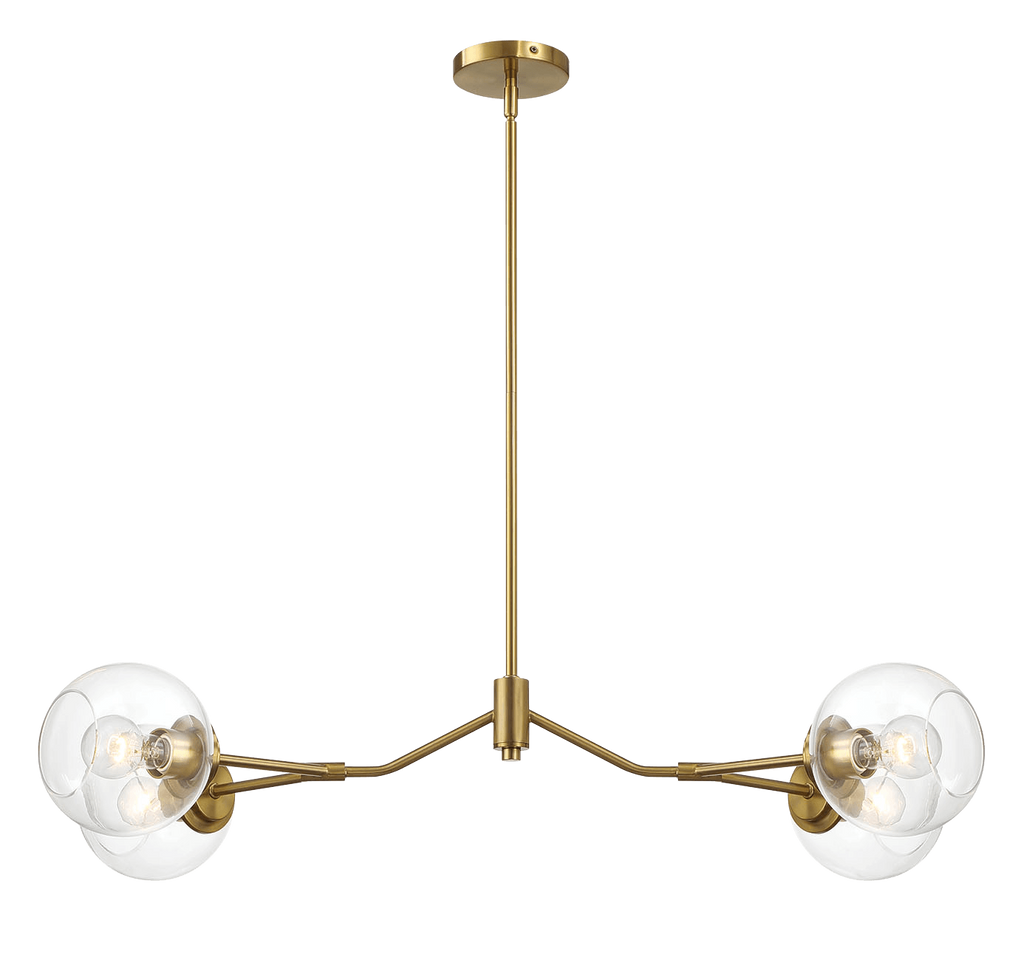 Jewel Four Lights Modern Farmhouse Chandelier Ceiling Hanging Light Fixture For Kitchen Island Dining Room 36"L × 20"W × 7.25"H with Clear Glass