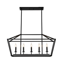 Load image into Gallery viewer, 5-Light Farmhouse Kitchen Island Lighting,5 Light Industrial Linear Chandelier for Dining Room Metal Matte Black Finish Hanging Pendant Light Fixture for Bedroom Living Room Hallway Conference Room