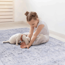 Load image into Gallery viewer, LOOM &amp; LUXE 5x8 Area Rugs for  Washable Rug, Low-Pile, Non-Slip, Non-Shedding, Foldable, Kid &amp; Pet Friendly - Area Rugs for living room, bedroom, kitchen  (Blue/Cream, 5' x 8')