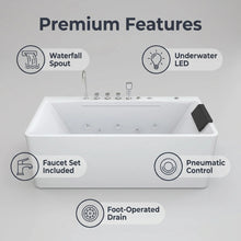 Load image into Gallery viewer, 67-inch single-person luxury whirlpool bathtub, equipped with multiple sets of massage nozzles, featuring a dazzling light therapy atmosphere, and certified with precision craftsmanship accessories
