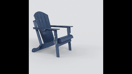 HDPE Folding Adirondack Chair with Dual Cup Holder - Composite Adirondack Chair with Wood Texture- Black