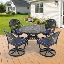 Load image into Gallery viewer, Ø39.37-inch Cast Aluminum Patio Dining Table With Black Frame and Umbrella Hole (same sku: W171084477)