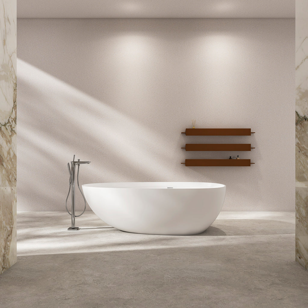 65 inch freestanding solid surface soaking bathtub for bathroom