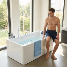 Load image into Gallery viewer, 67-inch single-person luxury whirlpool bathtub, equipped with multiple sets of massage nozzles, featuring a dazzling light therapy atmosphere, and certified with precision craftsmanship accessories
