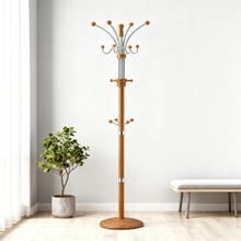 Load image into Gallery viewer, 73" Tall Chrome and Wood Coat Rack, Espresso finish