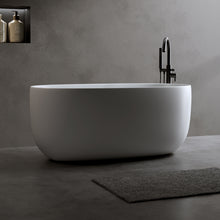 Load image into Gallery viewer, 47'' Independent solid surface resin stone bathtub, a modern designed independent bathtub with pop-up drainage and overflow pipes, suitable for small households
