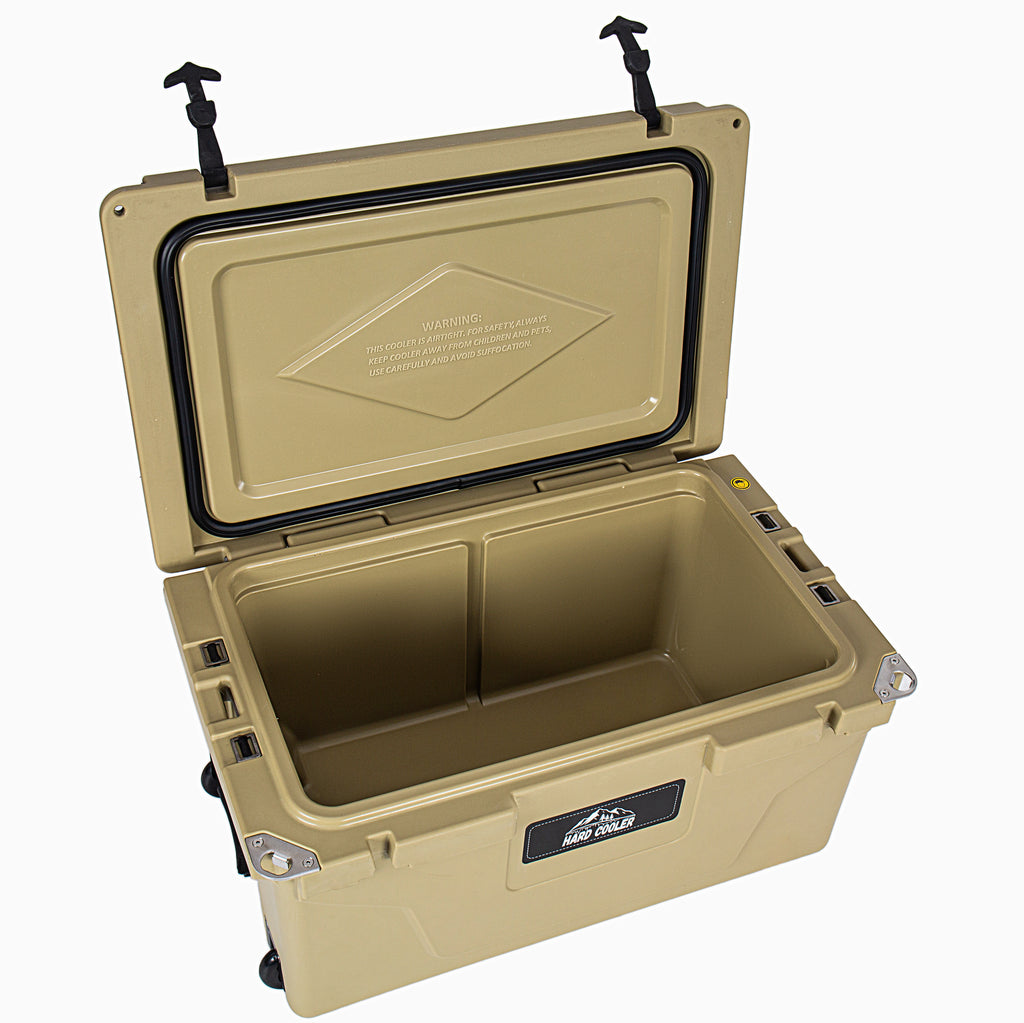 Khaki color ice cooler box 65QT camping ice chest beer box outdoor fishing cooler