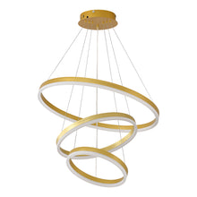 Load image into Gallery viewer, Modern Gold Led Chandelier 3 Rings Gold Dimmable  LED Chandeliers Light Fixture for Kitchen Island Height Adjustable Chandelier Led Pendant Light for Dining Room Bedroom Living Room