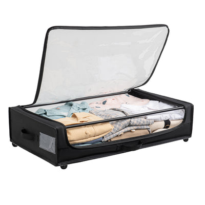 Set of 2 Under-Bed Rolling Storage Container with Transparent Cover, Versatile Space-Saving Design, and Smooth-Glide Multi-Directional Wheels – Ideal for Organizing Clothes, Shoes, and More