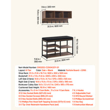 Load image into Gallery viewer, Coat Rack with Shoe Bench, 3-in-1 Shoe Coat Rack Combo Set with Hooks and Bookshelf, Steel Frame Hall Tree Entrance Storage Organizer Holder for Entry, Bedroom, Closet, Office, Rustic Brown