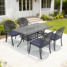 Load image into Gallery viewer, L58.27*W34.65-inch Cast Aluminum Patio Dining Table With Black Frame and Umbrella Hole (same sku: W171084481)