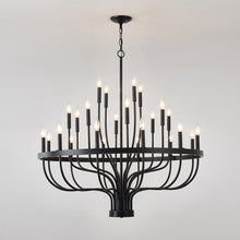Load image into Gallery viewer, 24-Light Black Chandelier Industrial Iron Candle Chandelier Modern Suspended Farmhouse Chandeliers Pendant Light Fixtures for Dining Room Bedroom Living Room Kitchen Island Foyer E12 Bulb (NO Include)