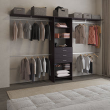 Load image into Gallery viewer, Plego 70"W - 118"W Drawers Closet System, One Drawer,Three Hanging Rods, Five Shelves -Black