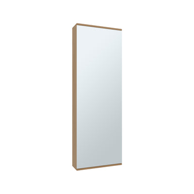 Leto Wall Mounted Shoe Rack With Mirror, Single Door, Capacity For Ten Shoes Natural Oak