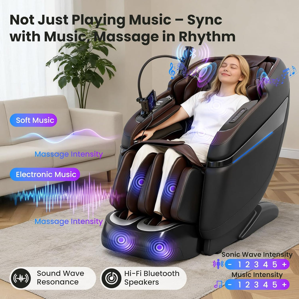 3XRELAX BV-4 4D Vibration Shiatsu Massage Chair, Zero Gravity, Thai Massage, Heat, S&L Track, Sonic Wave, Voice Control, 7 Massage Levels, 300 lbs Capacity, 160 lbs, 55.1" x 29.1" x 40.9