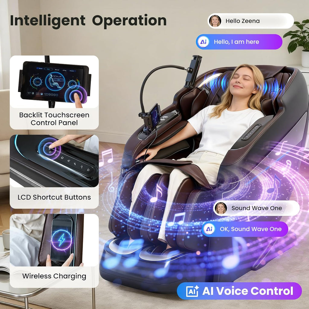 3XRELAX BV-4 4D Vibration Shiatsu Massage Chair, Zero Gravity, Thai Massage, Heat, S&L Track, Sonic Wave, Voice Control, 7 Massage Levels, 300 lbs Capacity, 160 lbs, 55.1" x 29.1" x 40.9
