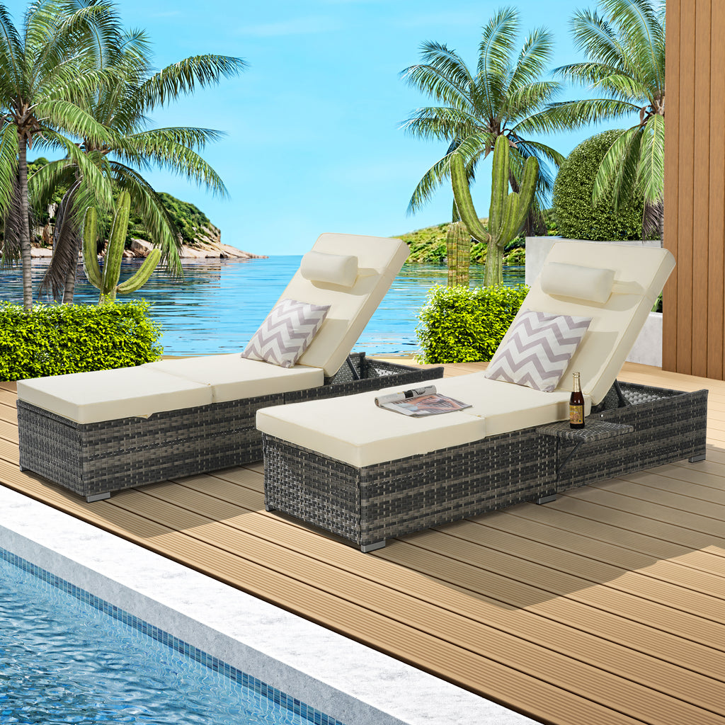 OUTDOOR  SOFA  PE RATTAN FURNITURE  DECK CHAIR GRAY RATTAN