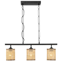 Load image into Gallery viewer, Elysian Three Lights Island With Natural Rattan Shade Farmhouse Chain Ceiling Lamp