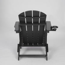 Load image into Gallery viewer, HDPE Folding Adirondack Chair with Dual Cup Holder - Composite Adirondack Chair with Wood Texture- Black