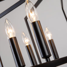 Load image into Gallery viewer, 10-Light Metal Lantern Tiered Pendant Hanging Light Fixtures, Industrial Farmhouse Adjustable Height Chandeliers for Dining Room Hallway Foyer Entryway--Matte Black (E26 Bulbs Not Included)