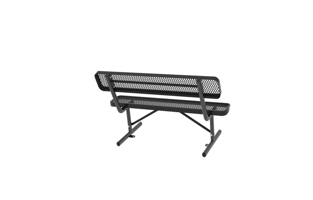 4FT Heavy-Duty Outdoor Metal Park Bench with Backrest, All-Weather Steel Portable Seating, Rust-Proof Commercial Bench for Garden, Patio, Yard, Deck, Parks & Shopping Malls