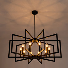 Load image into Gallery viewer, 10-Light Metal Lantern Tiered Pendant Hanging Light Fixtures, Industrial Farmhouse Adjustable Height Chandeliers for Dining Room Hallway Foyer Entryway--Matte Black (E26 Bulbs Not Included)