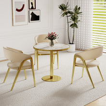 Load image into Gallery viewer, 31.5" Round Modern Tulip Dining Table, Sintered Stone Tabletop with Luxury Faux Marble Print, Stainless Steel Bracket Base, Scratch &amp; Wear Resistant, Waterproof Surface, Ideal for Indoor &amp; Outdoor Use
