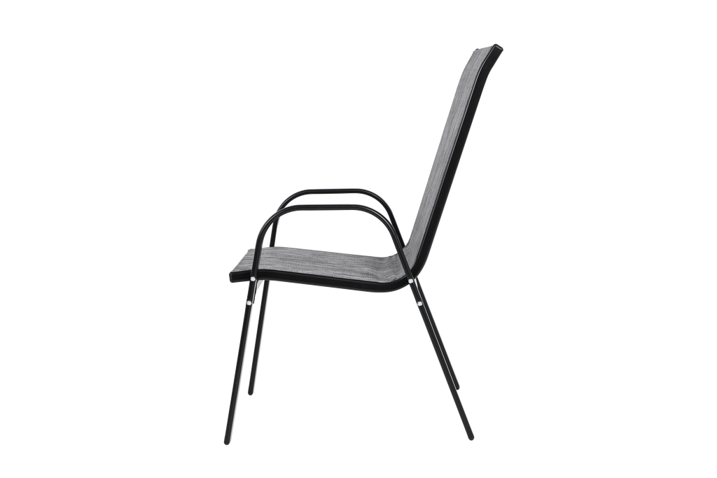 4 Piece Patio Chairs, Outdoor Camping Chairs with Breathable Textilene Fabric, Set of 4 Garden Chairs with Armrest High Backrest for Garden Patio Pool Beach Yard Space Saving ( Grey)