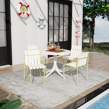 Load image into Gallery viewer, Summer - 4-Pack Modern Striped Color Block Chairs - Waterproof PP Seat &amp; Sturdy Metal Legs, Indoor/Outdoor Dining Set for Patio, Balcony, Café (White &amp; Yellow)