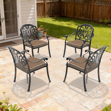 Load image into Gallery viewer, Cast Aluminum Patio Dining Chair 2PCS With Black Frame and Blue Cushions (same sku: W171091759)