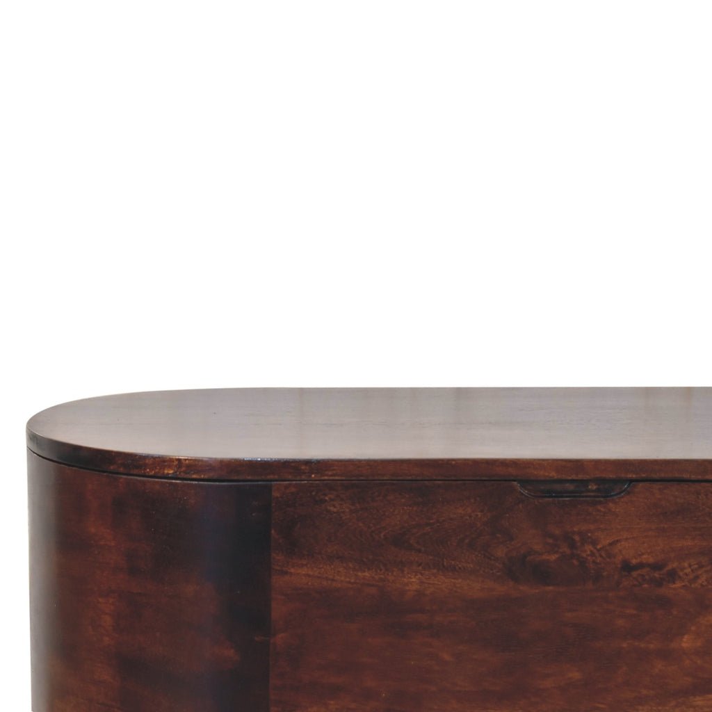 Solid Wood Light Rounded Lid-up Blanket Box, Walnut, Dark Brown