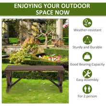 Load image into Gallery viewer, Outsunny 2-Person Wooden Garden Bench, Outdoor Wagon Wheel Porch Bench for Backyard Garden, Support 550 LBS, Rustic Country Style Patio Furniture, Brown