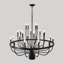 Load image into Gallery viewer, 24-Light Black Chandelier Industrial Iron Candle Chandelier Modern Suspended Farmhouse Chandeliers Pendant Light Fixtures for Dining Room Bedroom Living Room Kitchen Island Foyer E12 Bulb (NO Include)