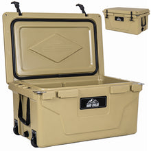 Load image into Gallery viewer, Khaki color ice cooler box 65QT camping ice chest beer box outdoor fishing cooler