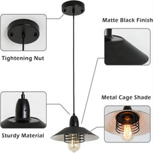 Load image into Gallery viewer, Farmhouse Vintage Pendant Light Black Fixture Pendant Lights with Spring Frame Adjustable Metal Hanging Lamp for Kitchen Island Dining Room Bedroom Living Room Barn Entryy, E26