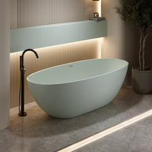 Load image into Gallery viewer, 67'' Freestanding Bathtub Resin Stone Soaking Bathtub Solid Surface Modern Tubs with Overflow and Pop-up Drain