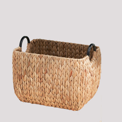 Ludmilla Rectangular Multi Purpose Water Hyacinth Woven Wicker Baskets with Handles - 16