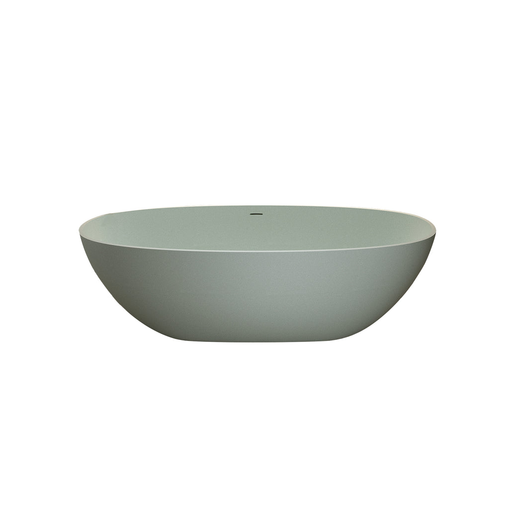67'' Freestanding Bathtub Resin Stone Soaking Bathtub Solid Surface Modern Tubs with Overflow and Pop-up Drain