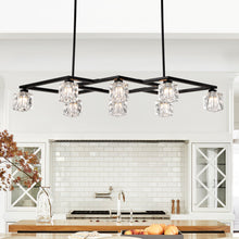 Load image into Gallery viewer, Matte Black Crystal  Chandelier for Dining Room, 8-Light Kitchen Chandelier Light Fixture Modern Metal Industrial  Chandeliers for Farmhouse Entryway Living Room (8*G9 Bulbs Included)