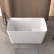 Load image into Gallery viewer, 47" Acrylic Freestanding Bathtub with seat: Spacious rectangle Shape, Gloss White Finish,Invisible Overflow &amp; Chrome Pop-Up Drain Cupc Certificate