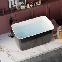 Load image into Gallery viewer, 49'' x 28'' Acrylic Freestanding Soaking Bathtub, Square-shape Japanese Soaking Hot Tub, Sit-In Design with Chrome Overflow and Drain, Available for Express Delivery, Glossy Black 23AMA-49B