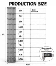 Load image into Gallery viewer, Farm Livestock Fence, 6*328FT Galvanised Iron Wire Farm Fence Cattle Fence Deer Fence Grassland Fence,Please Check Size Chart, Not for Small Animals