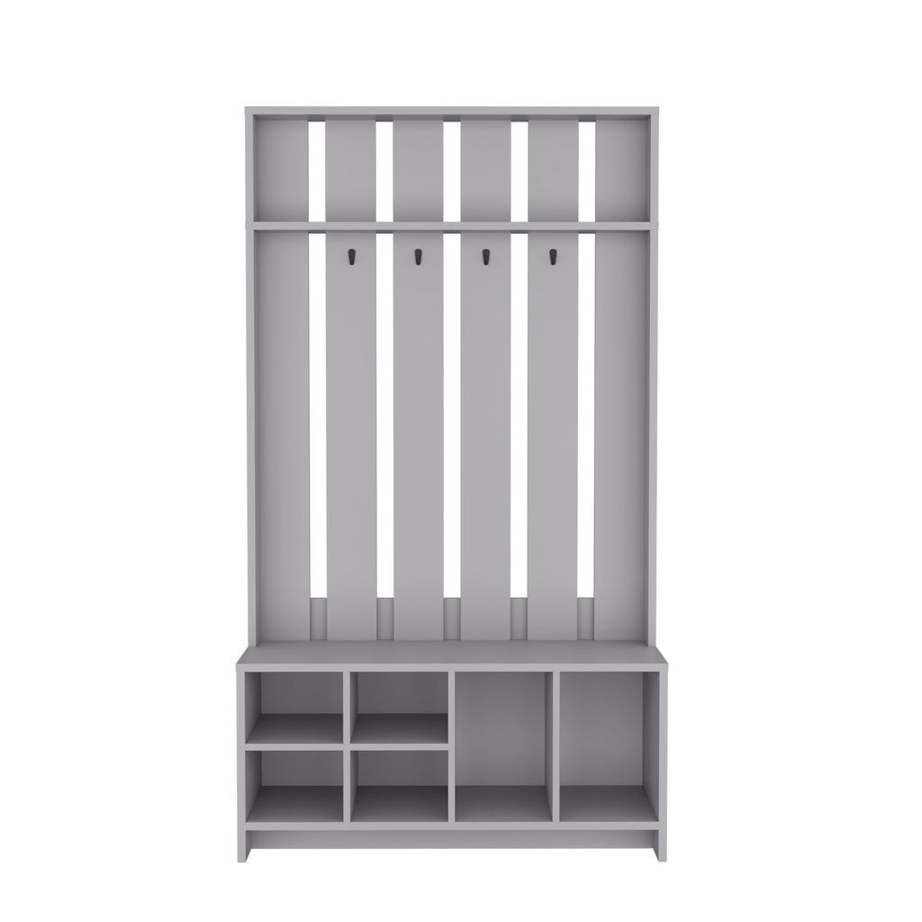 Tulcan 38" Wide Hall Tree with Bench and Shoe Storage, Entryway  Bench with Coat Rack